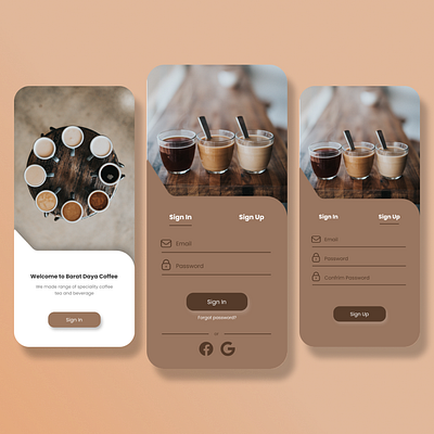 Barat Daya Coffee Sign In and Up adobe xd branding design figma icon illustration logo ui web design website