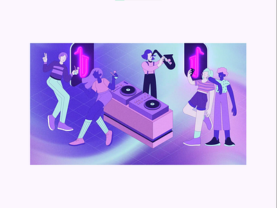 motion . library + party animation character color illustration library motion motion design music party pink purple saxo saxophone