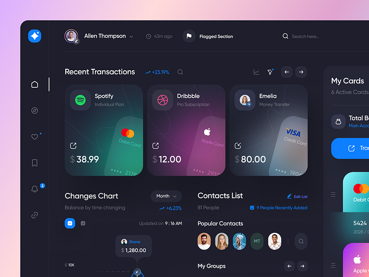 Finance Dashboard, Webapp by Levi Wilson for QClay on Dribbble