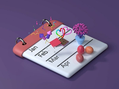 Calendar ( part 2 ) 3d 3d calendar 3d icon 3dillustration branding c4d calendar cinema4d color date dates design easter graphic design icon illustration newyear redshift valentinesday womenday