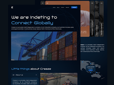 Creaze - Company Profile Export Import Website branding brutalism cargo clean companyprofile design designuiux layout modern shipping typography ui uidesigner ux web website