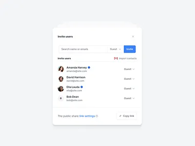 Invite User Modal - Preline UI design system figma invite modal pop up popover popup share sharing user interface