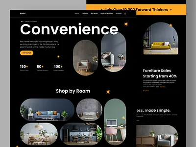 Roofu - Interior Furniture Website architecture furniture furniture website home interior website landing page minimalist uidesign user interface userinterface web design
