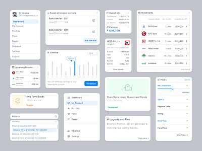 Bonds - Charts & Lists app bonds charts components data design dribbble filters fintech graphs library lists marketing minimal product search timeless ui ux web