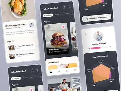 Cooking Course Apps app chef chicken clean cook cooking course course cook design education food learn mobile step ui ux
