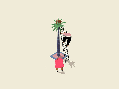 Rescuing a Cat, Being a Good Person america cats climbing community fireman fun good deed illustration isometric la los angeles people rescuing a cat spot illustration tree