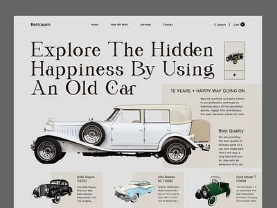 Vintage Car Web Header automotive bitmate studio branding car car shop car web cars design homepage old car product design retro retro car retro website design ui ux vintage vintage car vintage car ui design website