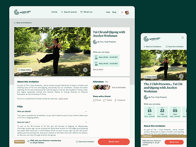Events Booking - Event Information Page booking events events booking mobile design responsive design ui ux web design