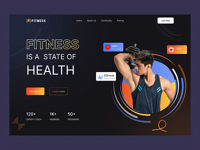 Fitness Website Header Section fitness fitness center fitness landing page fitness website gym gym landing page gym website hardwork header header section landing page section ui ui design ux ux design website design workout workout landing page workout website