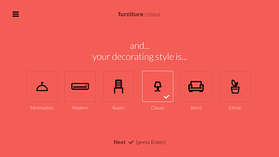 Furniture Colour ui ux web