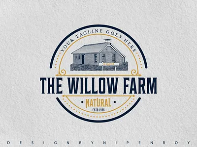 The Willow Farm Hand Drawn Vintage Logo brand brand identity branding branding design clean logo creative logo design graphic design graphicdesign hand drawn logo illustration logo logo logo concept logo design logo designer logo mark logo type logodesign logos vintage logo