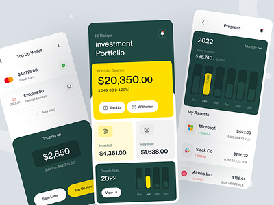 Investment | Financial Management Mobile App analysis broker clean expense finances financial invest investment investor mobile app modern payment savings stocks tracker trade trading