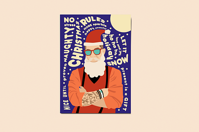 Christmas card Badass Santa 2d card christmas design digital art digital illustration flat flat design graphic design graphicdesign holiday illustration illustration art illustrator print santa vector vector illustration