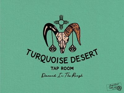 Turquoise Desert Taproom animal animals beer brewery brewing coffee concept diamond graphic design logo logo design pub skull sun symbol turqoise typography vector vintage western