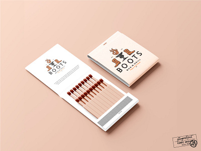 Boots Bar & Grill american bar boots brand identity cowboy fire flame grill illustration illustrator logo matchbox mockup ranch red southern texture vintage visual identity western