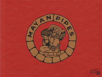 Mayan Pipes ancient aztec branding calendar character craft culture guatemala heritage illustrator logo logo design mayan monochromatic mystical red tradition tribal vector vintage