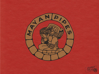 Mayan Pipes ancient aztec branding calendar character craft culture guatemala heritage illustrator logo logo design mayan monochromatic mystical red tradition tribal vector vintage