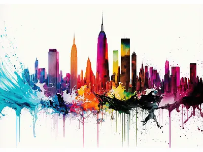 Cityscape NYC ai canvas print design illustration painting wall art