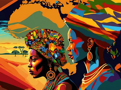 Africa ai canvas print illustration logo painting wall art