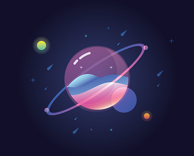 Glass planet Illustration. graphic design illustration logo
