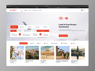 Tunisair Website Redesign airline branding concept design flights logo plane red reservation tickets tunisair ui