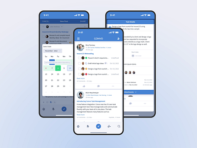 Convo - Task Management - Mobile branding collaboration convo design enterprise communication graphic design illustration mobile app product ideation product management project management tracking ui ux