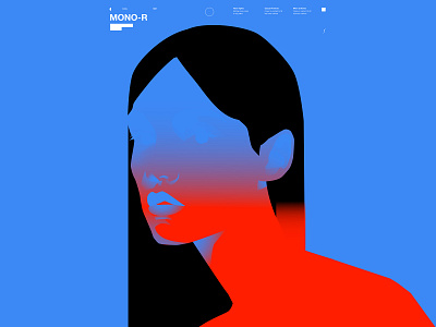 Trails & Errors abstract composition design girl illustration girl portrait gradient illustration laconic lines minimal mono monochrome portrait poster red and blue shapes woman woman illustation woman portrait