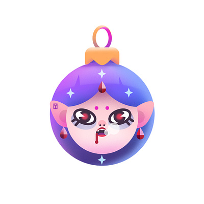 Haunted Christmas Ornaments christmas ornaments flat design haunted illustration kitsune scull vector art vector illustration vimpire