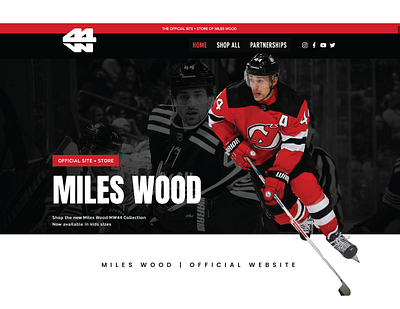 Miles Wood Official Website | New Jersey Devils athlete website branding design hockey website identity logo logo design player website typography website