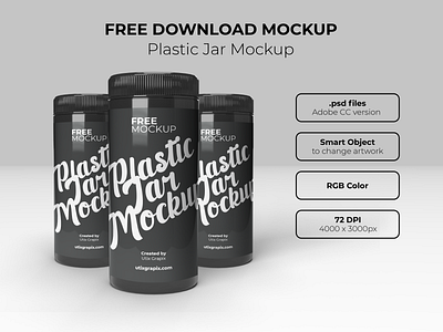 (FREE DOWNLOAD) Plastic Jar Packaging/Label Mockup bottlle branding design free download free mockup freebie graphic graphic design jar label label design mockup packaging plastic pot tube