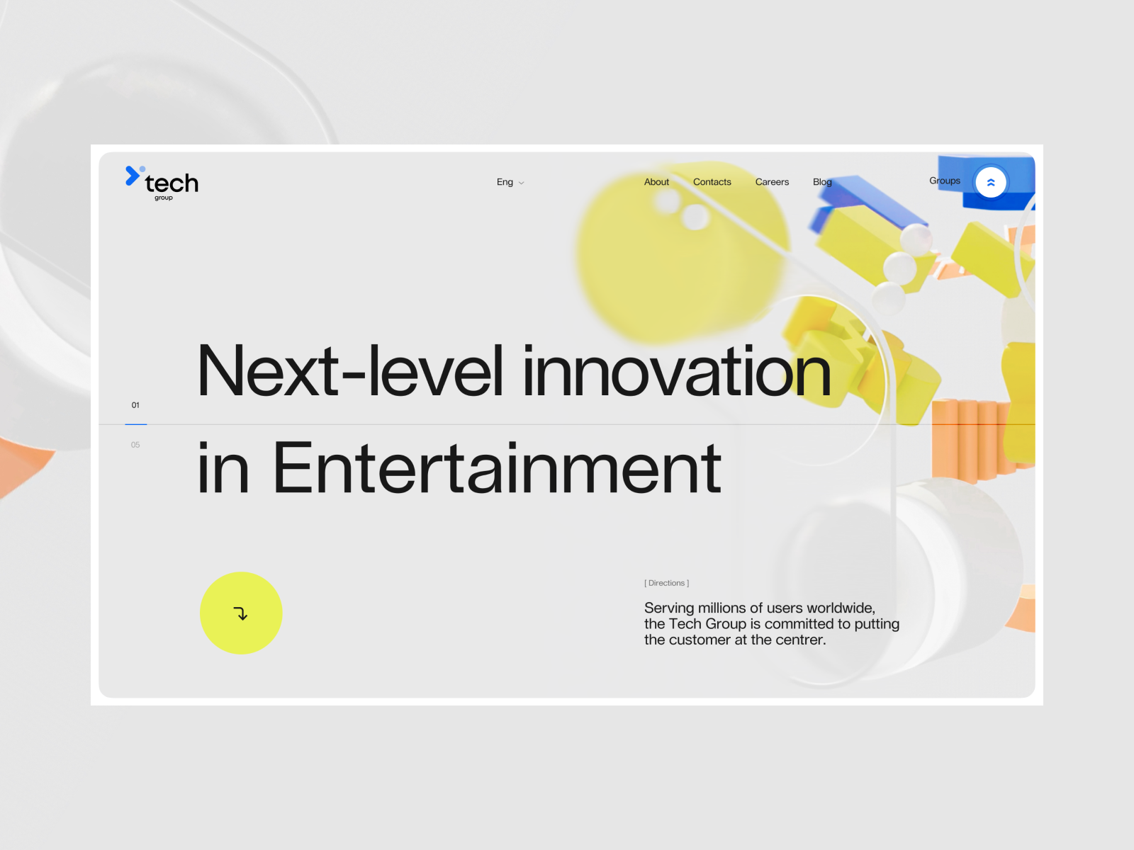 Tech.group Website Concept | Pt. 1 | 3D & Animations 3d animated animation concept corporate design interaction landingpage motion design scroll transition ui web web design
