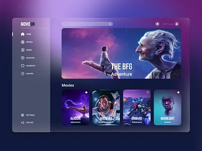 MOVIEON - Movie Streaming Platform film landing page media movie platform purple streaming ui ux violet website