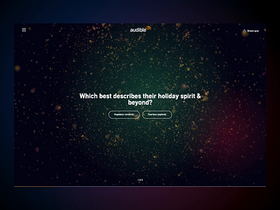 Audible Gifting Quiz 3d contentful gifting motion particles quiz react