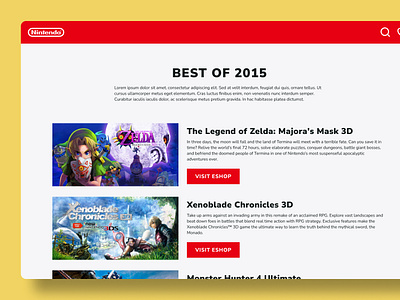 Daily UI :: 063 - Best of 2015 3ds app best of 2015 branding daily ui 063 daily ui 63 dailyui dailyui 063 dailyui 63 dailyui063 dailyui63 design legend of zelda minimal monster hunter nintendo ui ux web xenoblade chronicles