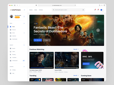 LebahTampan - Movie Dashboard Design cinema clean clean ui dashboard dashboard design film minimal movie movie app movie dashboard movie website movies netflix series streaming streaming dashboard streaming movie tv series ui design