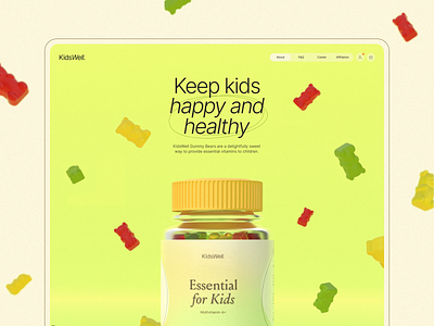 Kids Health Website Home Page 3d branding design graphic design health interface ui user experience ux web design