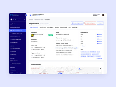Redesign of the EDGE platform for deploying of games worldwide application data database deploy deployment edge figma games interface ops platform react redesign saas table toggle ui ux web worldwide