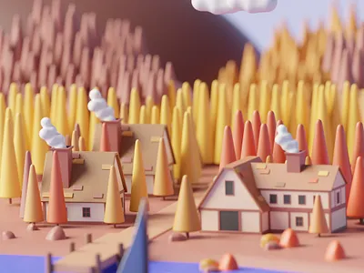 Medieval Village 3d 3d art 3d design 3d illustration 3d isometric 3d landscape 3d lowpoly 3d render 3d wallpaper blender building cycles design house illustration lake landscape lowpoly medieval medieval village