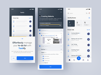 Taskify - Task Management App app clean app manage minimal app mobile project management project management app task task app task management team manager to do app to do list ui uiux ux