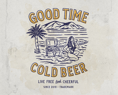 Good Time, Cold Beer angonmangsa apparel badge badge design badges brand branding design graphic design graphicdesign hand drawn illustration logo merch merchandise outdoor streetwear tees tshirt vector