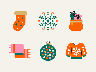Christmas Illustrations branding christmas color cute design holiday icon icons illustration logo ornament snowflake sweater ui ux vector