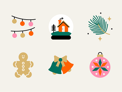 Christmas Illustrations branding christmas color cute design gingerbread holiday icons illustration logo ornament ui ux vector