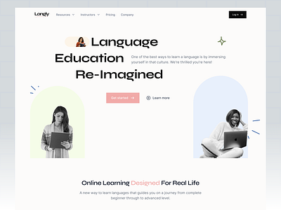Langly Landing Page Design branding clean edtech education graphic design images landing page language login logo minimal ui uidesign website