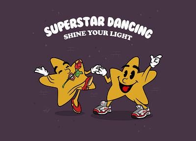 Superstar dancing characterart characterdesign couple dance dancing design digitalart graphic design graphic designer happiness illustration illustrator light love moves shining star stars superstar vector