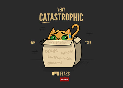 Very catastrophic box cat catastrophic characterart characterdesign choices damage denial design digitalart fears graphic design graphic designer hiding illustration illustrator questions scared scary vector