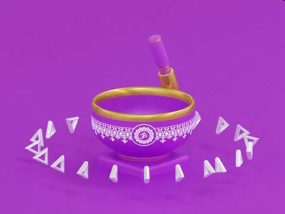 Singing bowl 3d 3d design 3d illustration animation blender character color design illustration isometric lowpoly meditation singing bowl