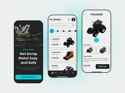 App for Renting Agricultural Machinery agricultural app design farmer troops graphic design illustration ios layout logistics machinery minimalistic mobile stop war in ukraine troops typography ui ukraine vector war web design