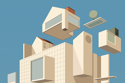 Juxtaposition A architecture building city design digital editorial icon illustration indonesia isometric minimal perspective vector