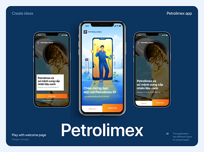 Petrolimex app - Welcome app branding color design guideline illustration mobile mockup petrolimex ui