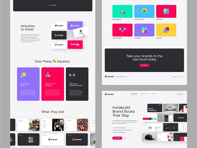 Branda landing page brand guide brand guidelines branda brandbook branding design iconography illustration landing page layout mark template typography ui unfold web design